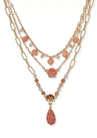 Multirow Flower Frontal Necklace