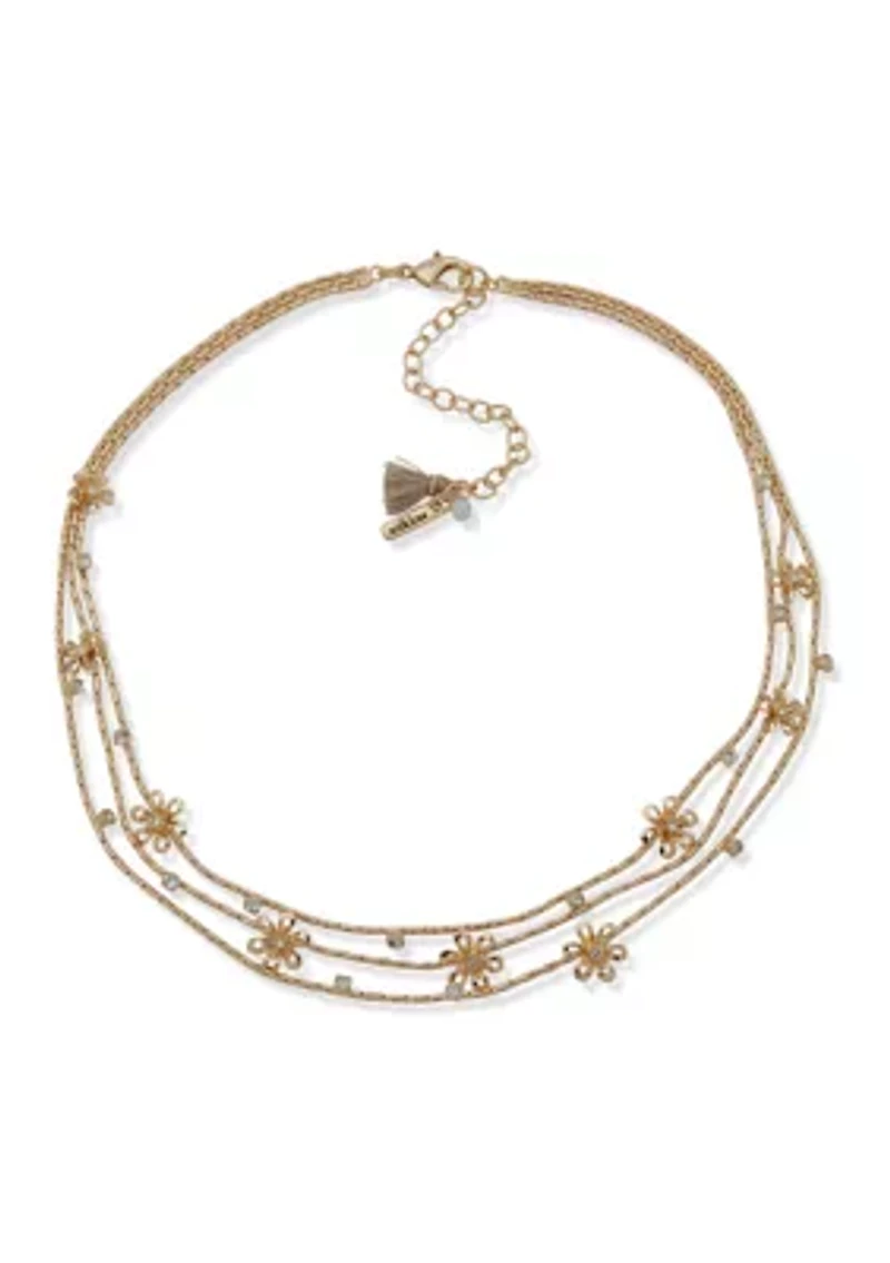 Flower Stone Layered Statement Necklace