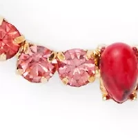 Coral Beaded Multi Row Pendant Necklace