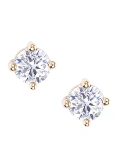 Gold Tone Small Cubic Zirconia Stud Earrings