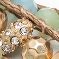 Green Glass Beads and Gold Tone Beads Wrap Bracelet