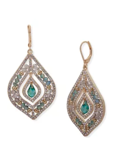 Rose Gold Tone Blush Crystal Beaded Chandelier Earrings