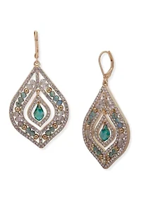 Rose Gold Tone Blush Crystal Beaded Chandelier Earrings