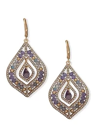 Rose Gold Tone Blush Crystal Beaded Chandelier Earrings