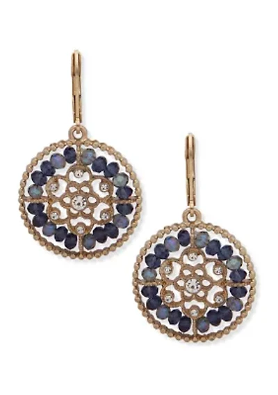 Gold Tone Multi Round Beaded Drop Earrings