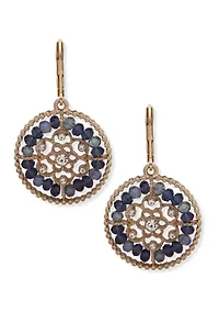Gold Tone Multi Round Beaded Drop Earrings