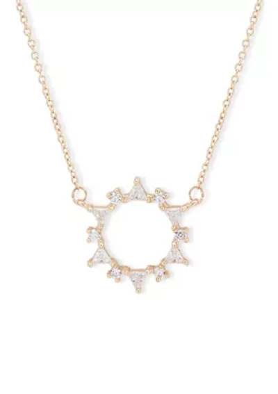 Gold Tone 16" Crystal Stone Wreath Necklace