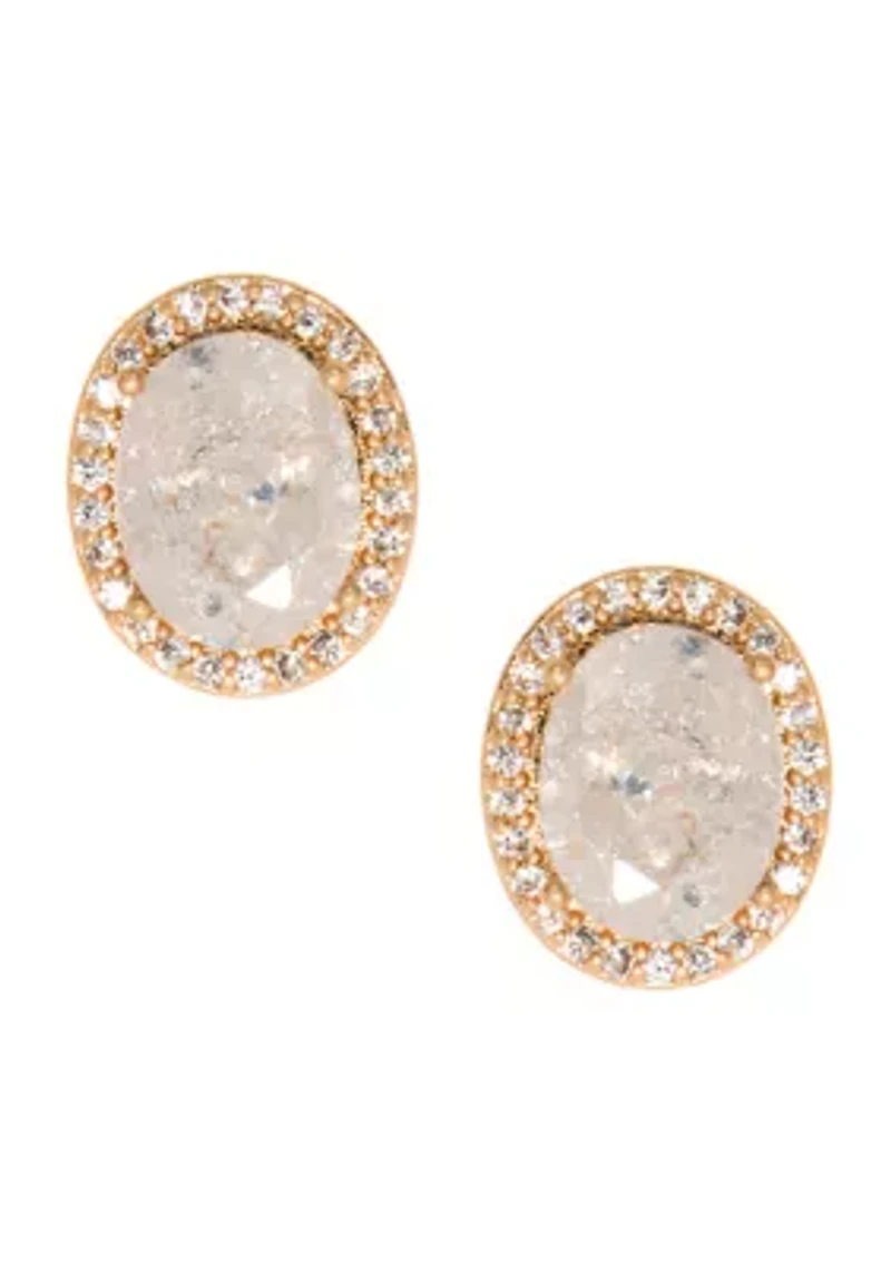 Gold Tone CZ Stud Earrings