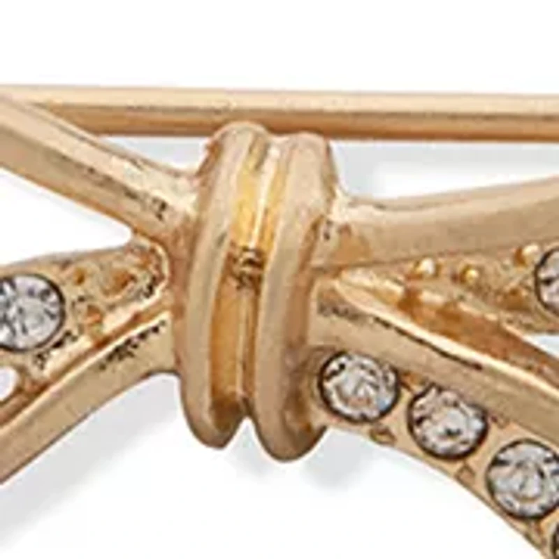 Set of 2 Gold Tone Crystal Pavé Bow Hair Barrettes 