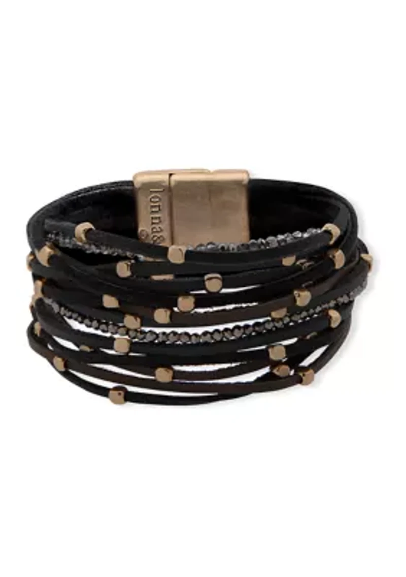 Gold Tone Multirow Magnetic Wrap Bracelet