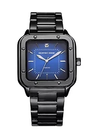 Men's Square Genuine Diamond Bracelet Metal Dress Watch