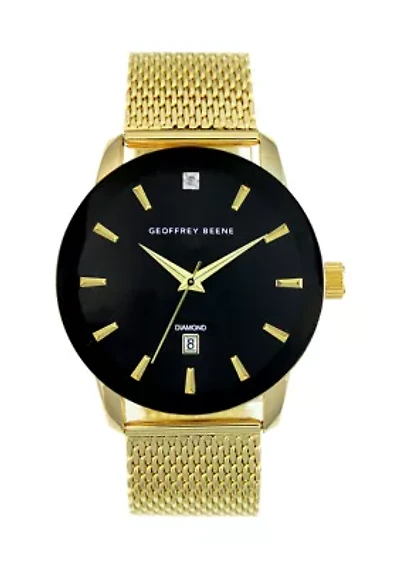 Metalized Bezel Diamond Accent Mesh Watch