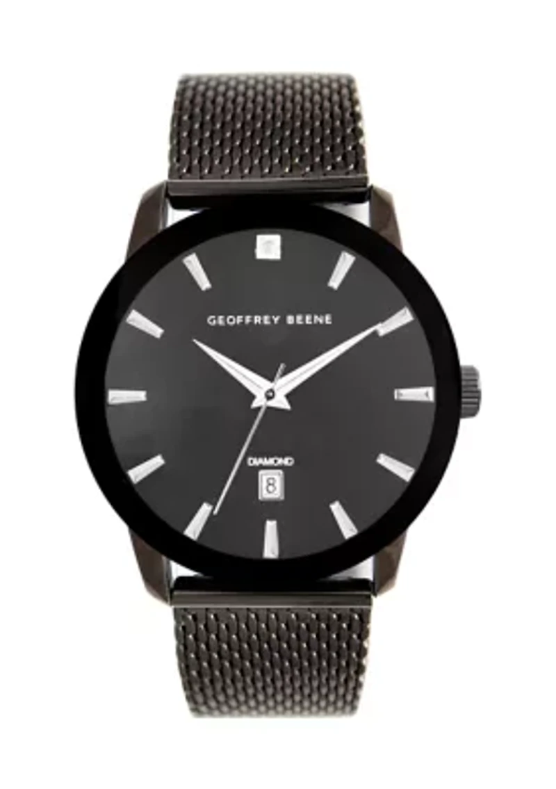 Metalized Bezel Diamond Accent Mesh Watch