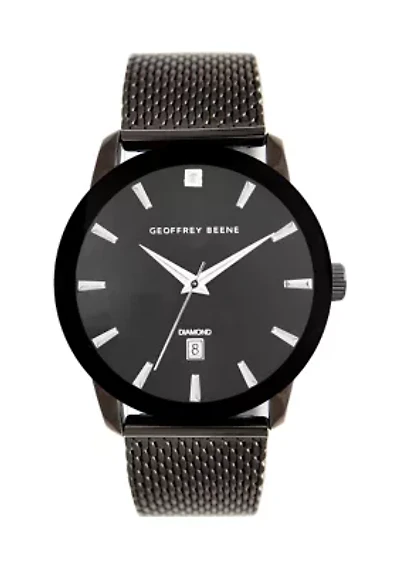 Metalized Bezel Diamond Accent Mesh Watch