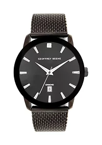 Metalized Bezel Diamond Accent Mesh Watch