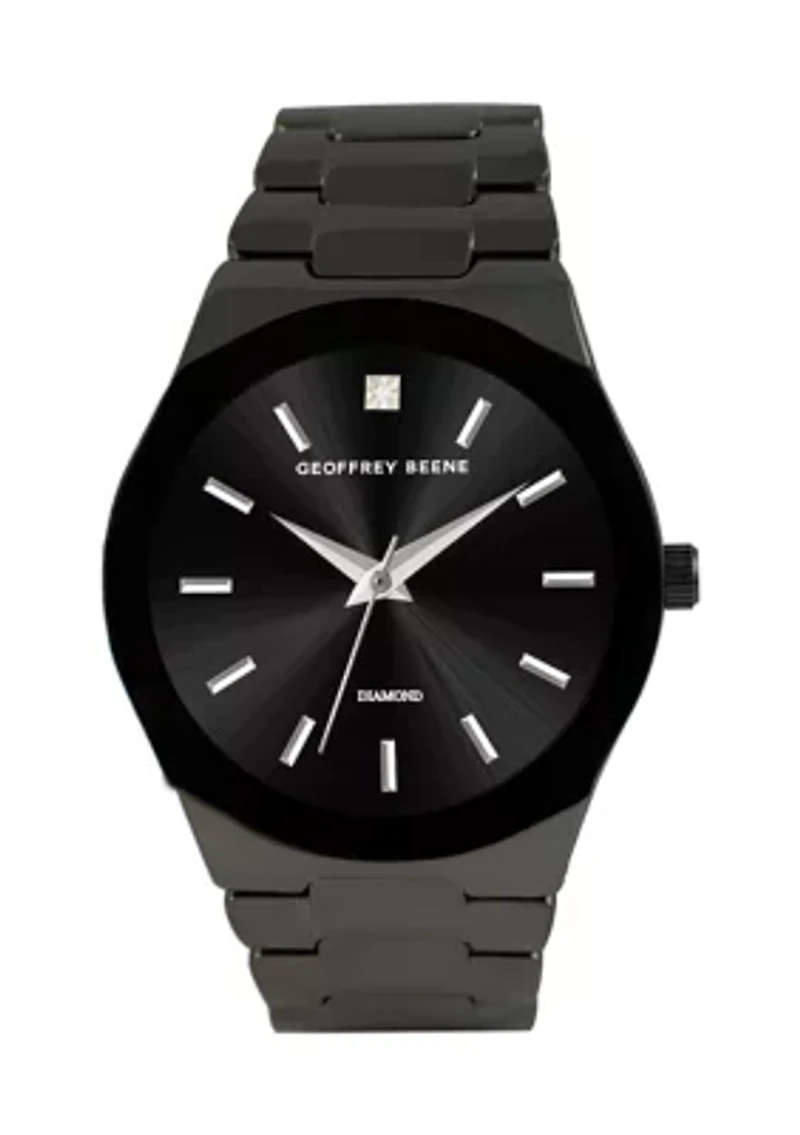 Metalized Bezel Diamond Accent Bracelet Watch