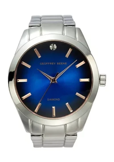 Silver Tone Blue Degrade Genuine Diamond Watch