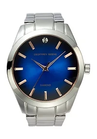Silver Tone Blue Degrade Genuine Diamond Watch