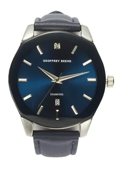 Silver Quad Bezel Genuine Diamond Leather Strap Watch