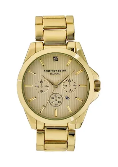 Gold Tone Stripe Dial Watch