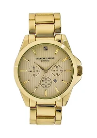 Gold Tone Stripe Dial Watch