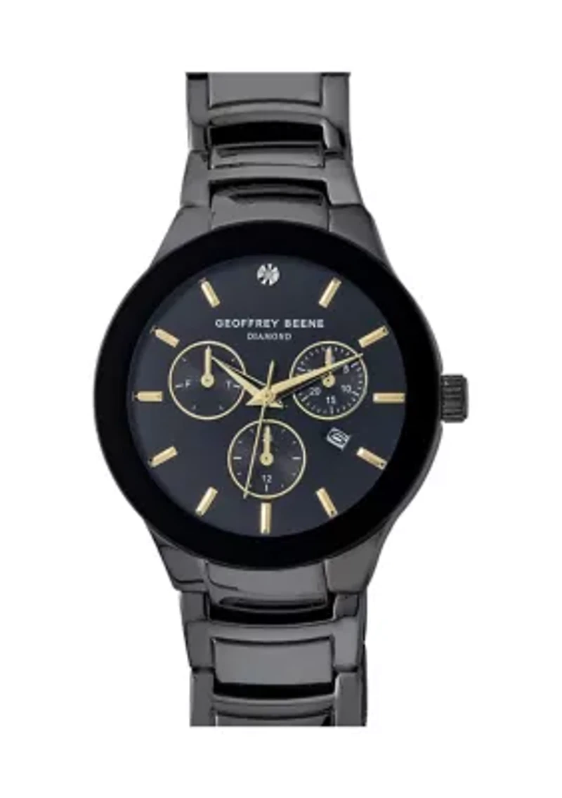 Gunmetal Tone Genuine Diamond Bracelet Watch
