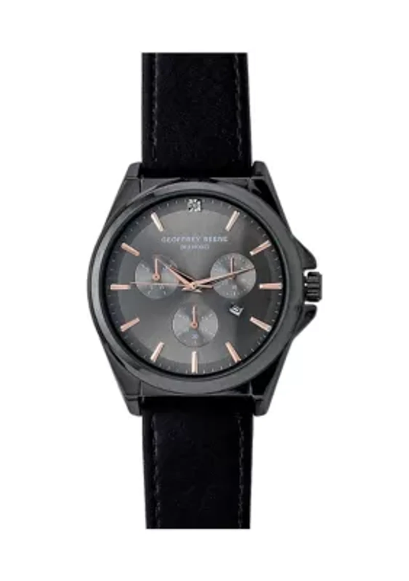 Gunmetal Genuine Diamond Strap Watch
