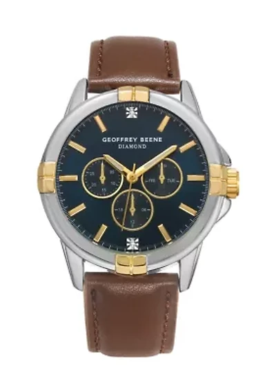 Two Tone Brown Leather Strap Watch