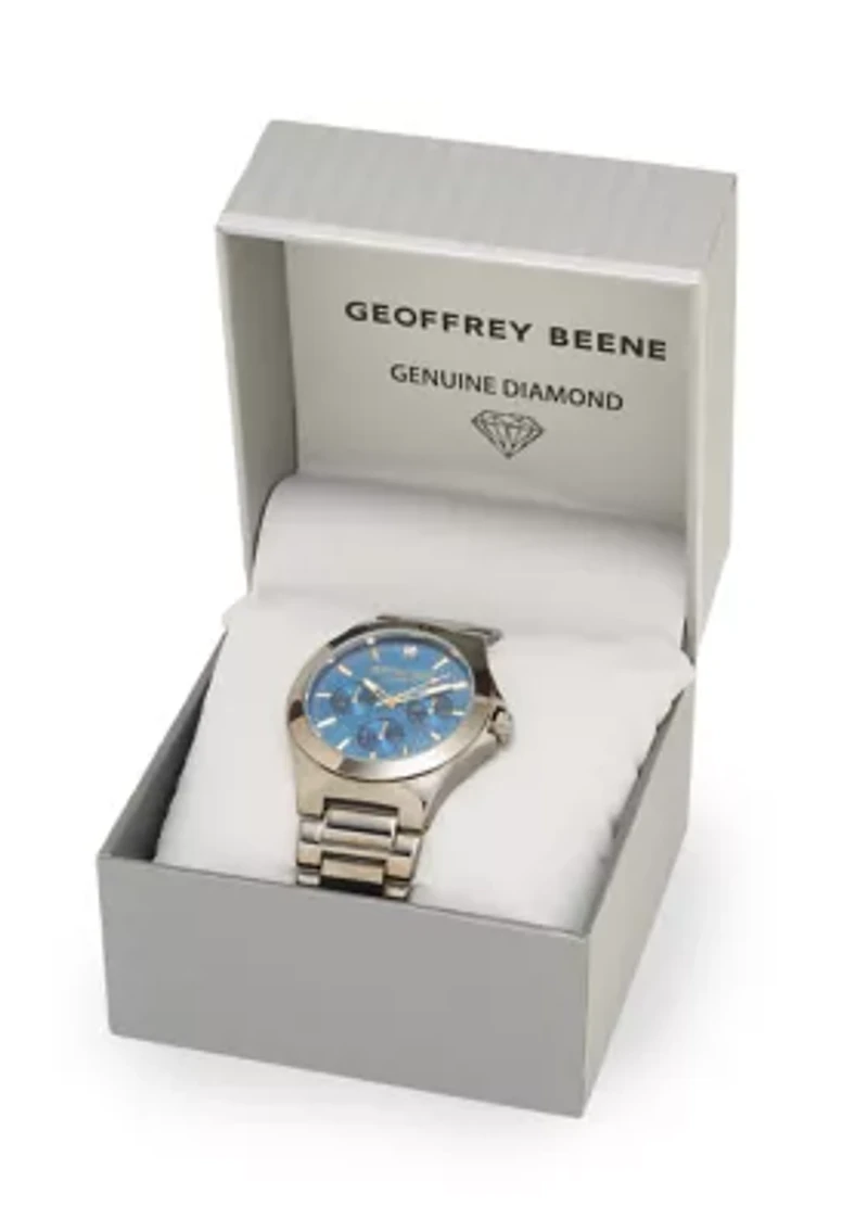 Gunmetal Tone Textured Blue Dial Watch