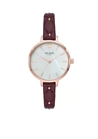 Rose Gold-Tone Metro Quilted Merlot Leather Watch