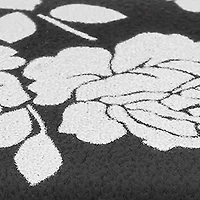 Gold-Tone Metro Floral Black Leather Watch