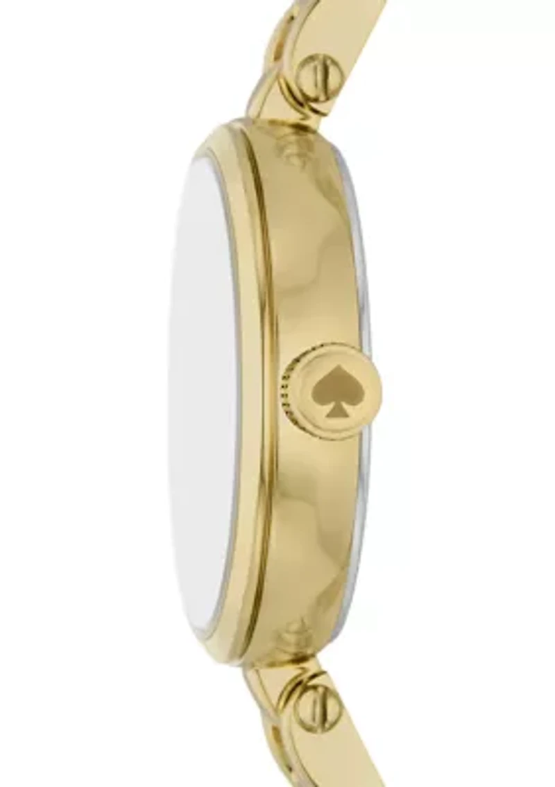 Holland Three Hand Gold Tone Stainless Steel Watch