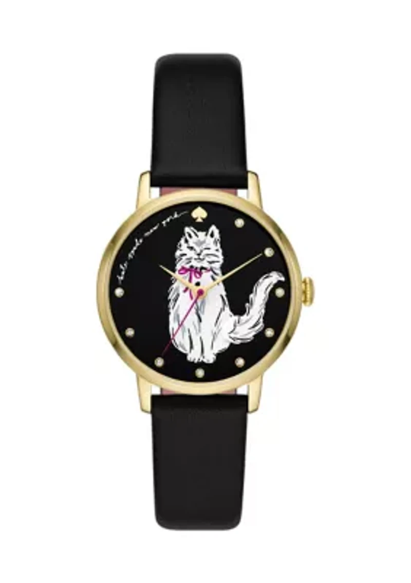 Cat Black Leather Watch