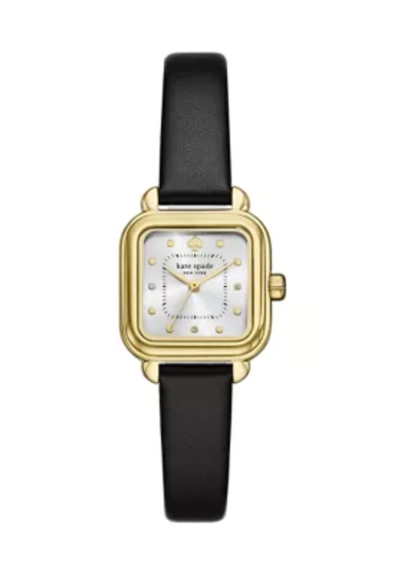 Gracie Square Black Leather Watch