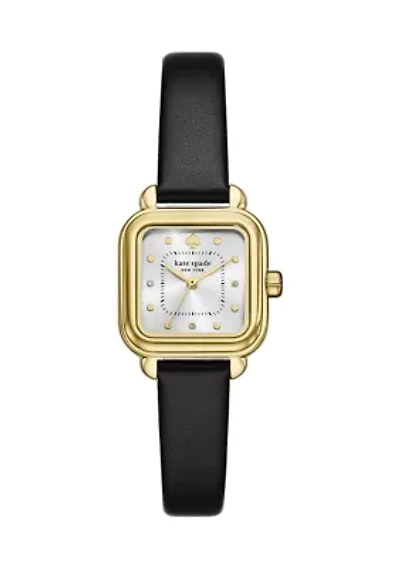 Gracie Square Black Leather Watch