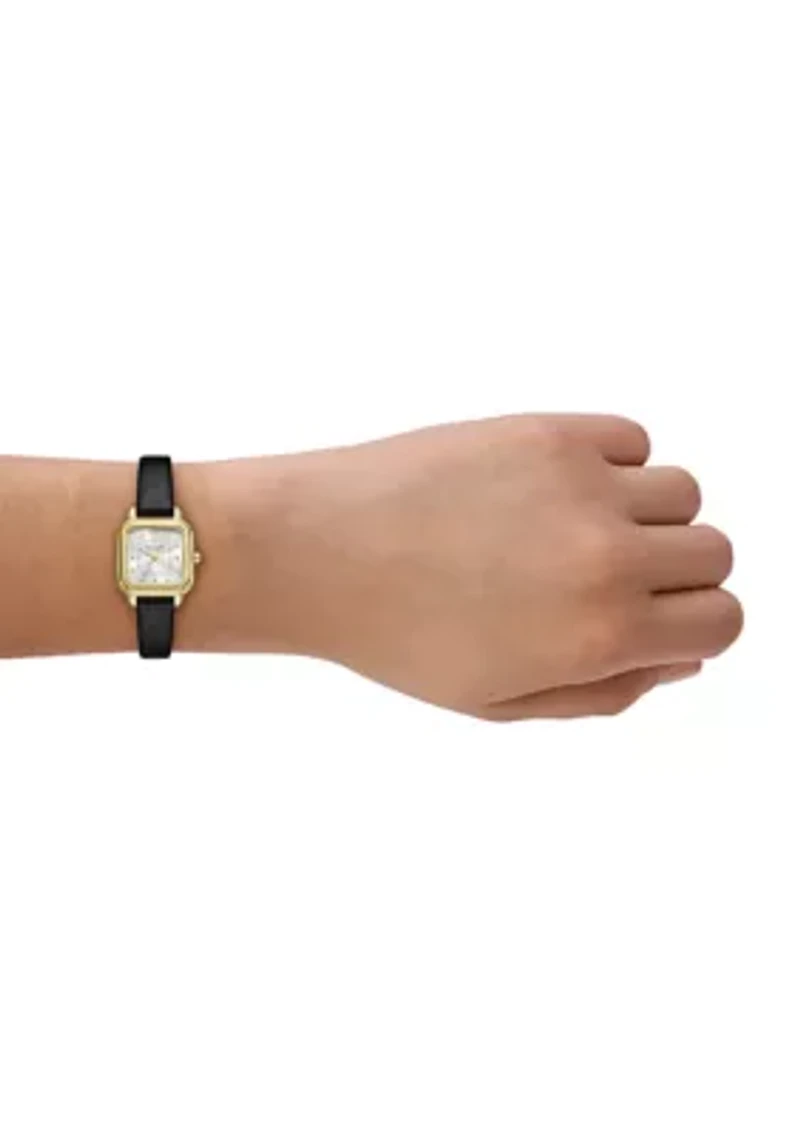 Gracie Square Black Leather Watch