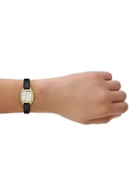 Gracie Square Black Leather Watch