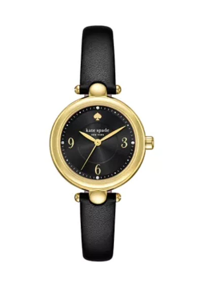 Gracie Round Leather Strap Watch