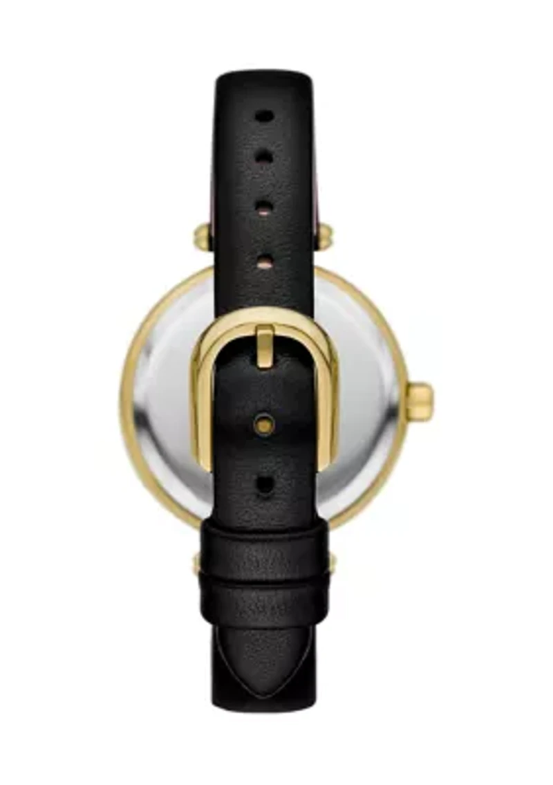 Gracie Round Leather Strap Watch