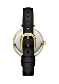 Gracie Round Leather Strap Watch