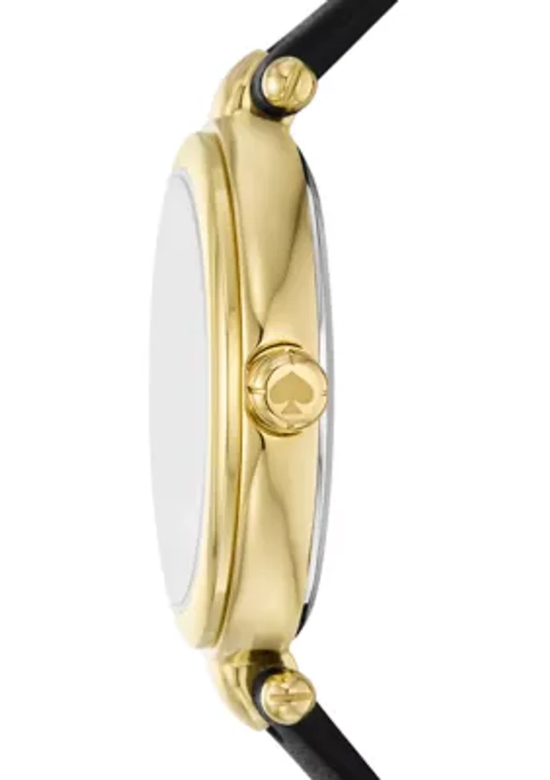 Gracie Round Leather Strap Watch