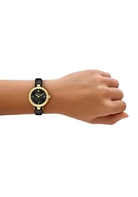 Gracie Round Leather Strap Watch