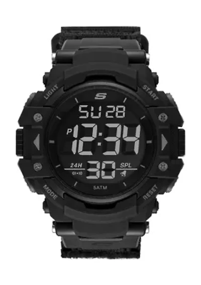 Keats 55 Millimeter Sport Digital Chronograph Watch with Fast Wrap Strap and Plastic Case