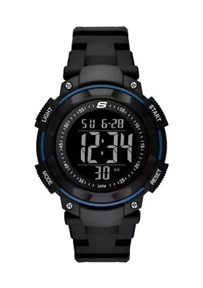 Ruhland 45 Millimeter Sport Digital Chronograph Watch with Plastic Strap and Case, Black and Blue