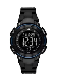 Ruhland 45 Millimeter Sport Digital Chronograph Watch with Plastic Strap and Case, Black and Blue