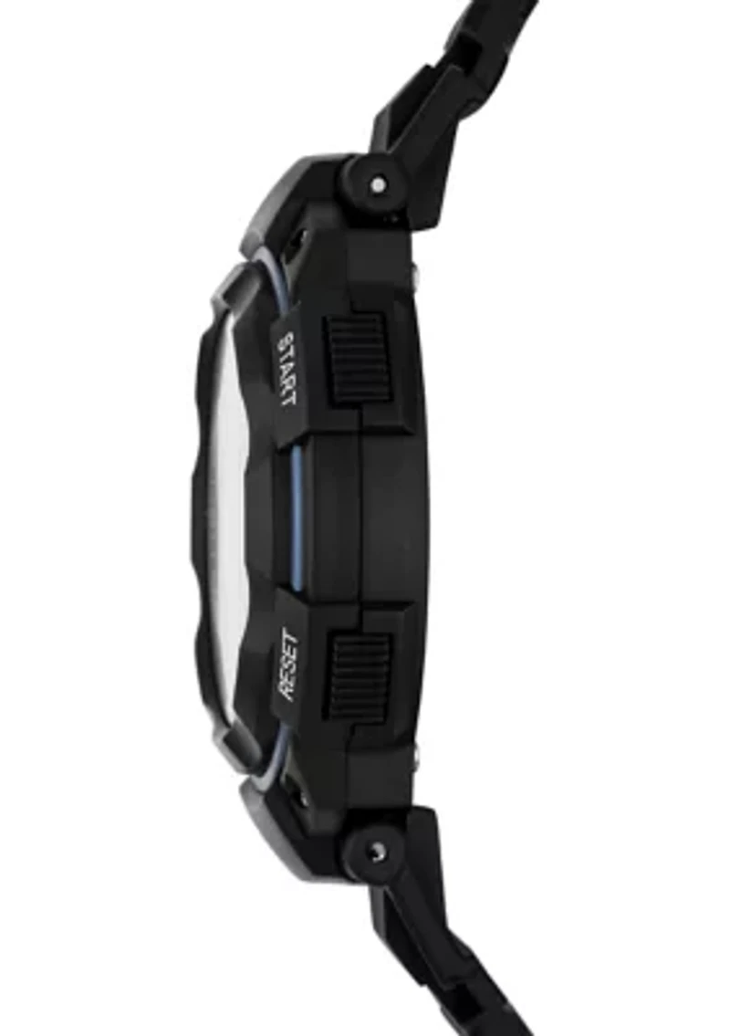 Ruhland 45 Millimeter Sport Digital Chronograph Watch with Plastic Strap and Case, Black and Blue