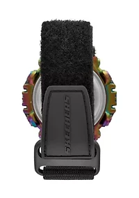 Keats 55 Millimeter Sport Digital Chronograph Watch with Fast Wrap Strap and Plastic Case, Black and Iridescent