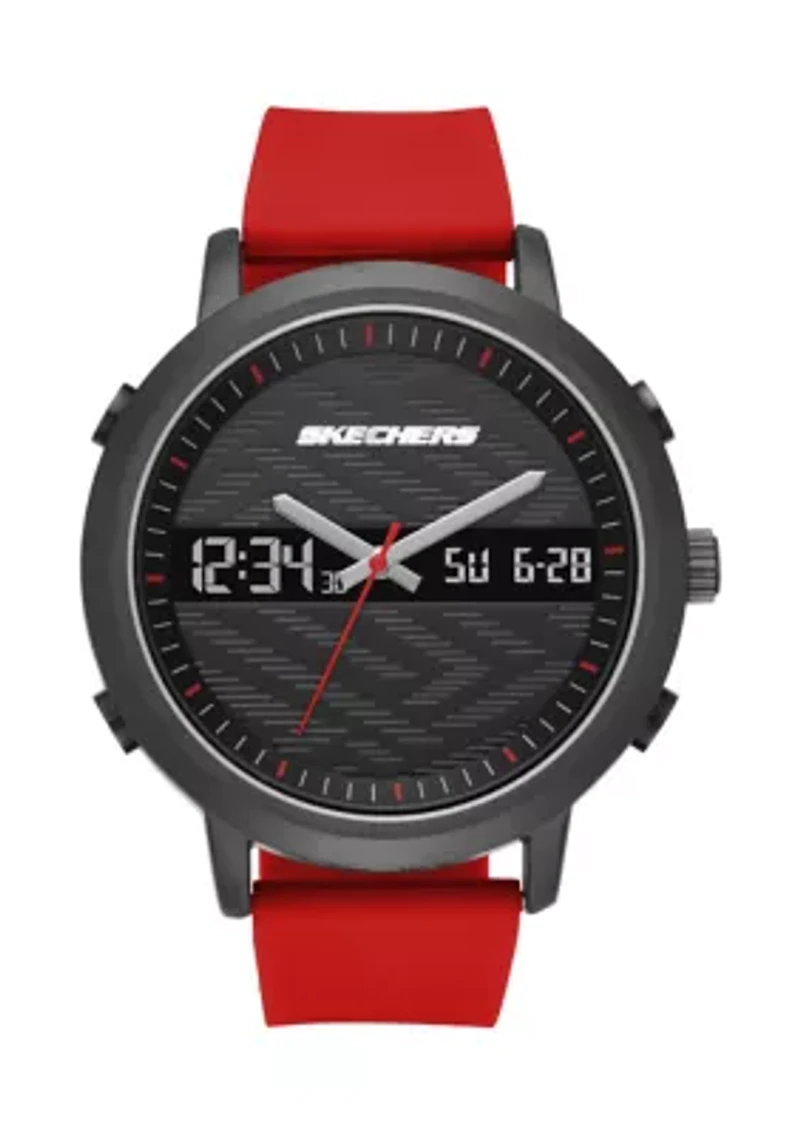 Skechers Men's Lawndale Gun/Red Watch
