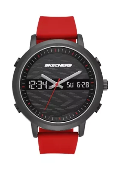 Skechers Men's Lawndale Gun/Red Watch