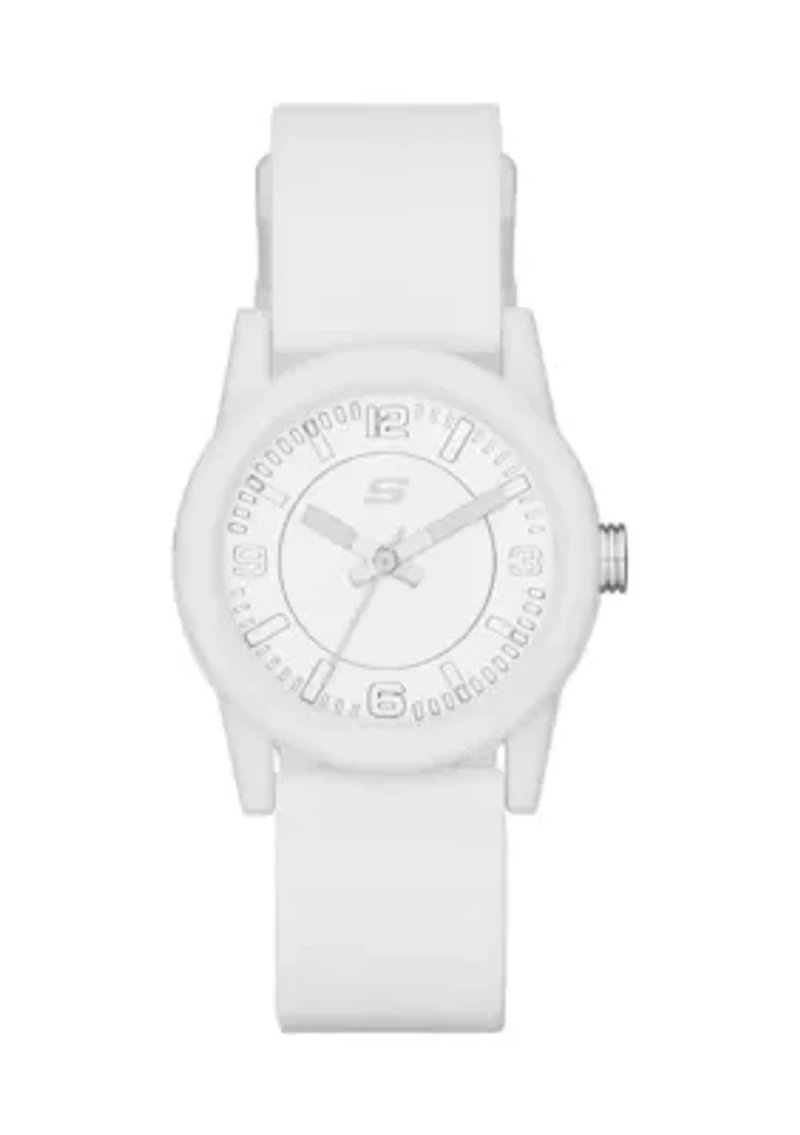 Rosencrans 30 Millimeter Quartz Analog Watch with Silicone Strap and Plastic Case, White